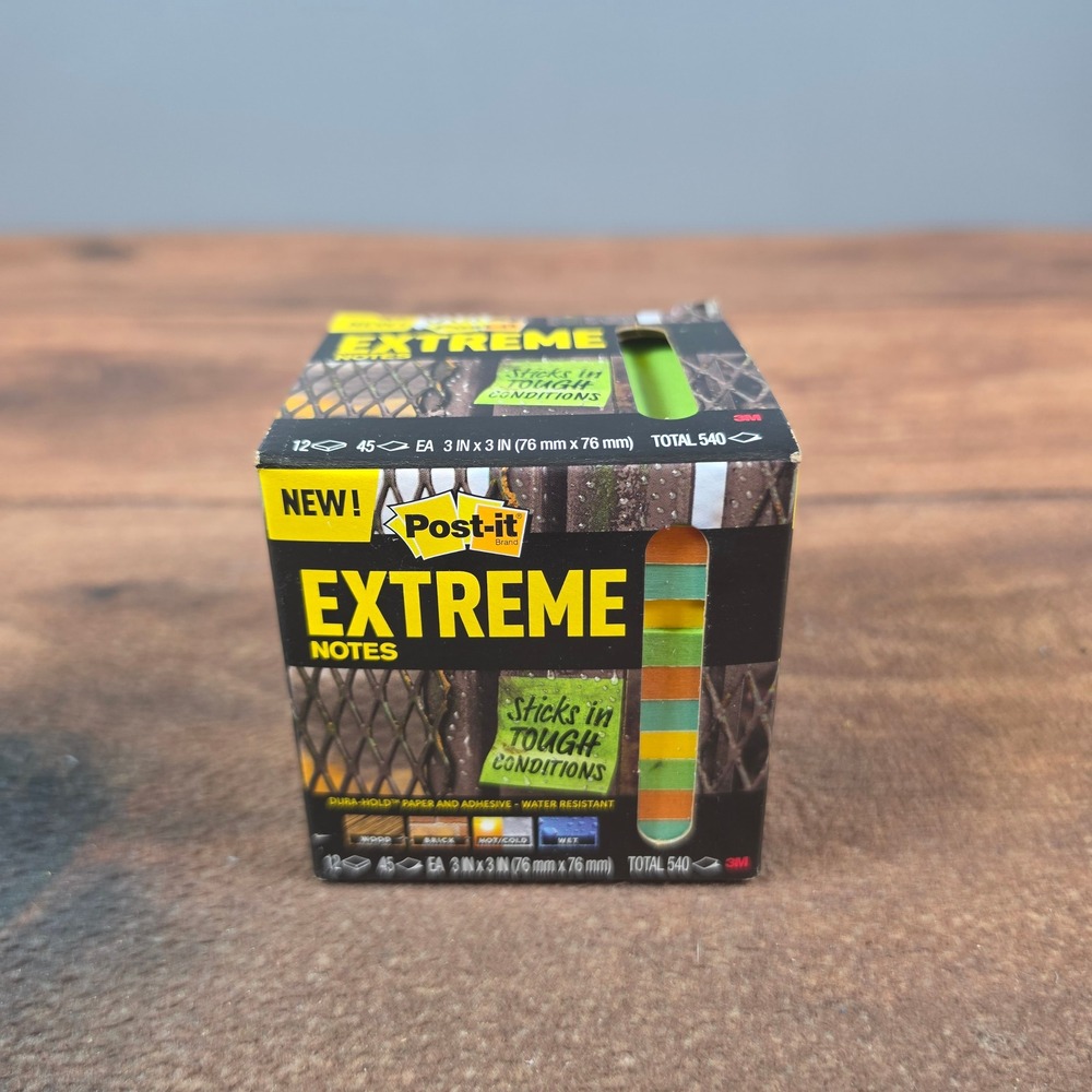 Post-it Extreme Notes 12 Pads 3x3 Multi-Color New Water Resistant 540 Sheets
